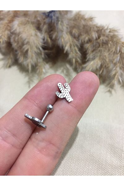 Jaida Moda 316l Surgical Steel Gray Cactus Figured Tragus, Cartilage, Helix 6mm Piercing