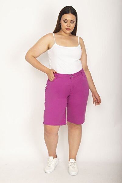 Şans Plus Size Shorts & Bermuda - Pink - Normal Waist