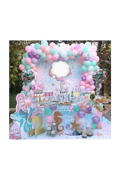 MERİ PARTİ Mermaid Concept Special Day Party Decorations Balloon Set And Balloon Chain