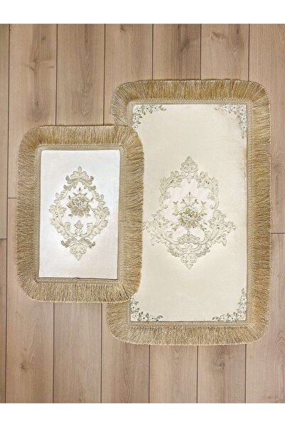 Creativehome Gelin Gold Kadife, Kaymaz Taban, Yıkanabilir, Dekoratif Banyo Pa...