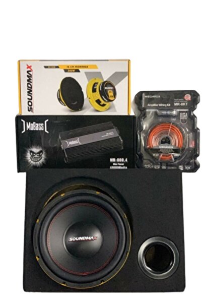 Soundmax 30 Cm Kabinli Bass 1500 Watt+mobass Mb-800.4 Bass Controllü Anfi+16c...