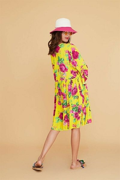 Hazinedan Rochie galbenă cu flori în stil boem