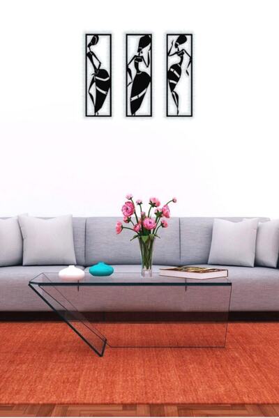 AVMmarketim 3 Lü Afrikalı Kadınlar Duvar Tablosu Dekoratif Tablo Seti