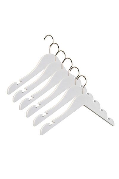 NYN Wooden 7-14 Years Old Young Children's Clothes Hanger White Color 100 Pieces