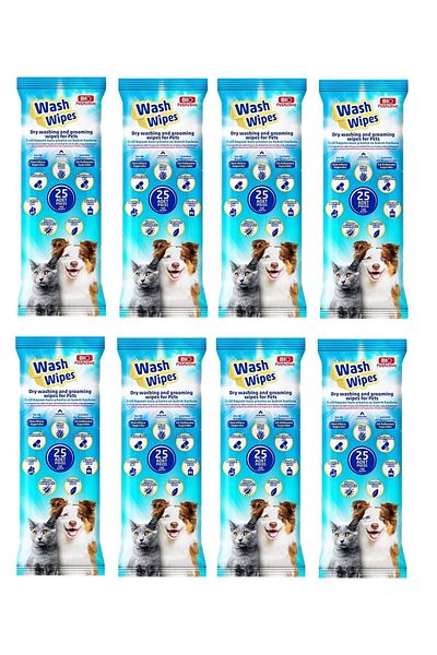 Bio PetActive 25 X 8 Pack Dry Wash and Care Towels