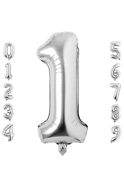Patladı Gitti 1 Number One Silver Foil Balloon 34" Inc 76 cm