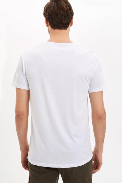 DeFacto Erkek Beyaz Bisiklet Yaka Slim Fit Premium Kalite Basic Beyaz Tişört M6606AZ20SP