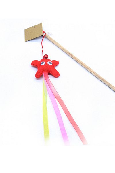 Moserini Ghostly Extending String Cat Toy 50cm Fishing Rod Toy - Red