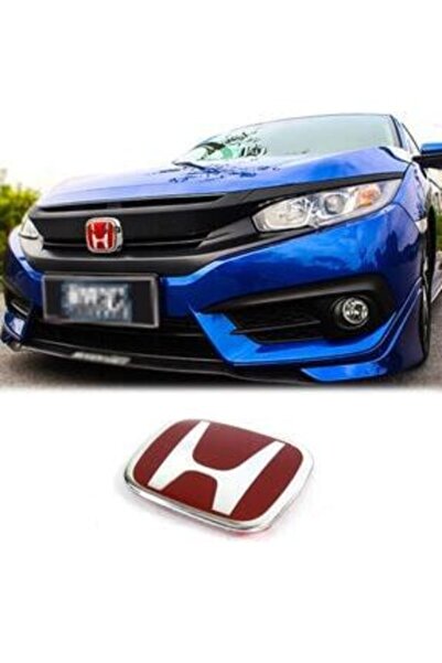 ÇAMKIRAN Fc5 Red Lightless Front Logo Compatible for 2016-2021 Honda Civic