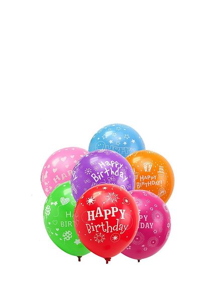 Kına Atölyesi Happy Birthday Balloon Mixed Color 10 Pieces