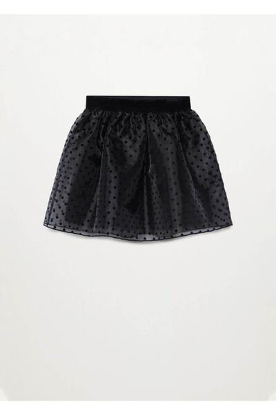 MANGO Kids Girl's Black Polka Dot Skirt