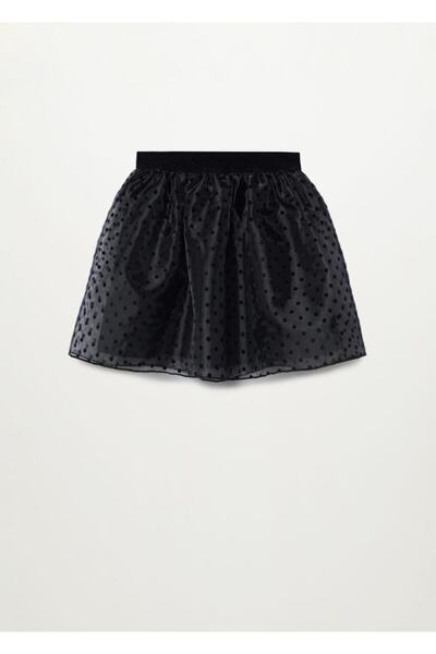 MANGO Kids Girl's Black Polka Dot Skirt