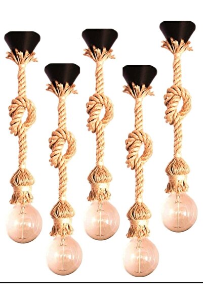 KUMSAL AHŞAP Halat Sarkıt Avize Ip 5 Li