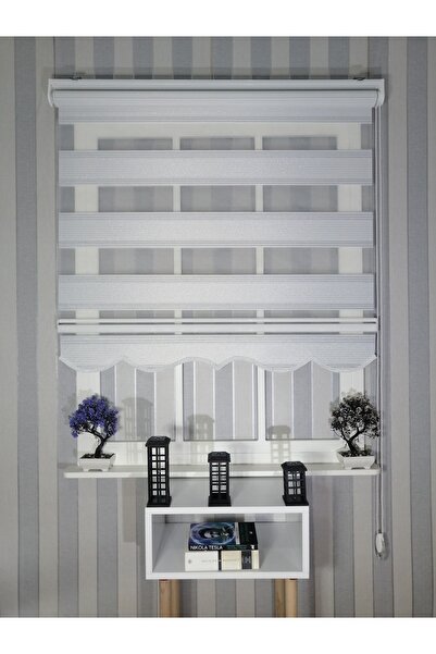 Genel Markalar Jakar Çizgili Gümüş Simli Yeni Sezon Zebra Stor Perde