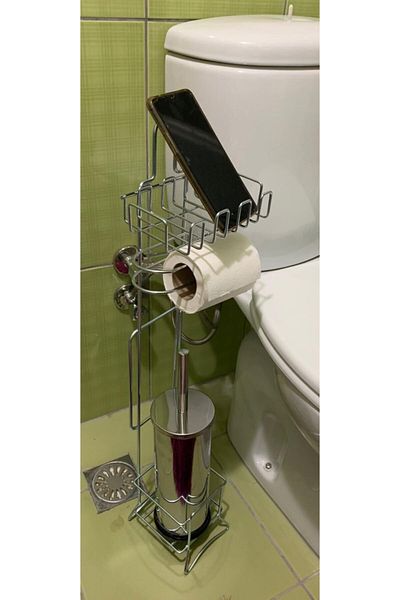 RENK YAPI RÜYASI Γκρι Ποιότητας Βάση Ρολό Τουαλέτας Wc Ανοξείδωτη Ανταλλακτική Βάση Ρολού Τουαλέτας Wc Σετ με βούρτσα
