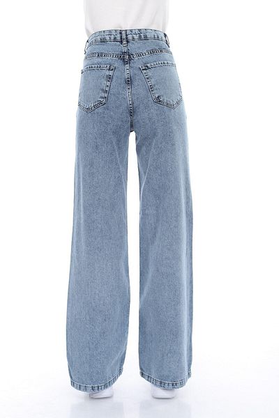 Ramrod Blue Snow Washed Lycra Blue Wide Leg Jeans - Blugi cu picioare late