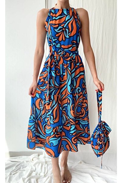 Afiş Butik Σετ τσάντα φόρεμα Midi με πολύχρωμη ζώνη