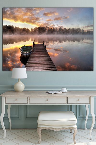 Morfil Sanat Atölyesi Pictură pe pânză la apus de soare la lac