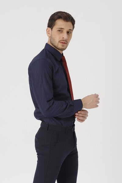 Gambocci Чоловіча синя класична сорочка Slim Fit