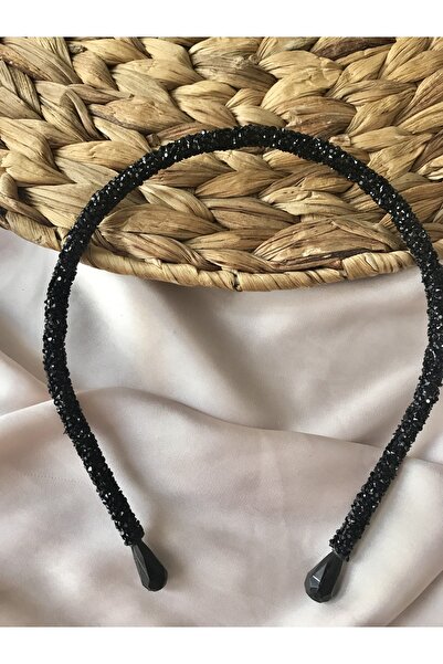 TakıByBegüm Siyah Renkli Simli Taç