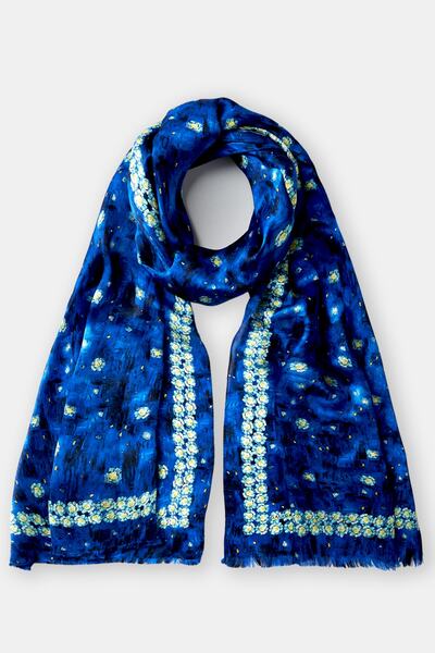 Galiga Van Gogh Stars %100 Ipek Şal 65*185cm 'art On Silk'
