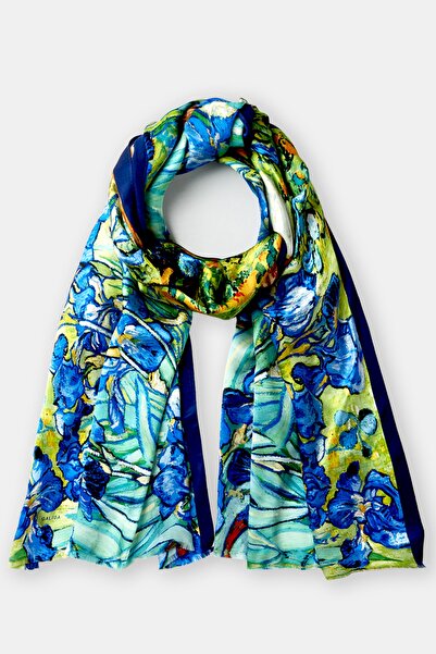 Galiga Van Gogh Irises %100 Ipek Şal 65*185cm 'art On Silk'
