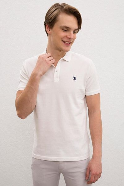 U.S. Polo Assn. Βάση. Ανδρικό μπλουζάκι Polo Assn Polo Neck - Λευκό