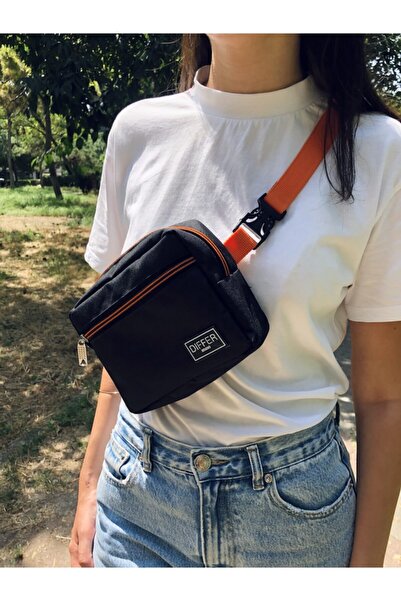 Differ Studio Siyah Suya Dayanıklı Geniş Iç Hacim Ayarlanabilir Turuncu Askıl...