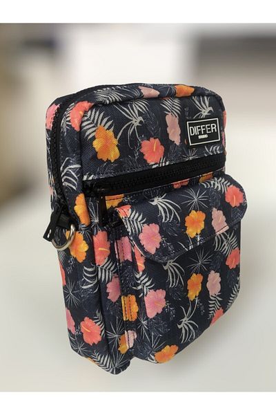 Differ Studio Denim Look Floral Patterned Shoulder/Crossbody Bag