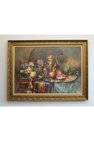 Asmin Sanat Evi Orijinal Yağlı Boya Çiçek Ve Meyve Tablosu 90 X 120