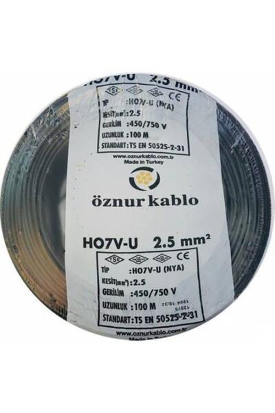 ÖZNUR 2,5'luk Nya Kablo 100 Metre Siyah