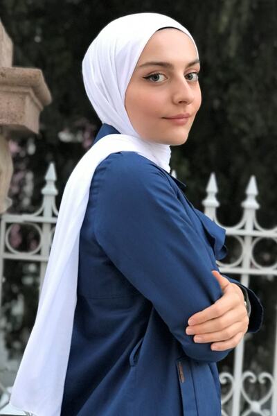 Esarp Center Women's White Combed Cotton Shawl 60 X 190 cm