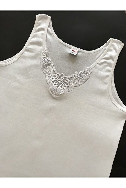 istanbul çamaşırları Жіноча майка з широкими бретелями, прикрашена мереживом, 100% бавовна