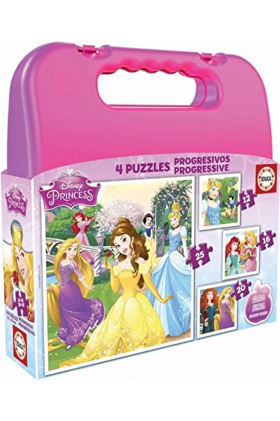 Educa Çocuk Educa 12+16+20+25 Parça Disney Prensesler Puzzle - Taşıma Çantalı