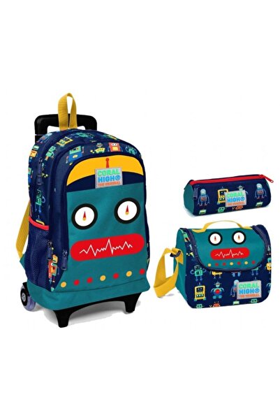 Yaygan Çanta Coral High Robot Baskılı Çekçek Tekerlekli Okul Çanta Seti