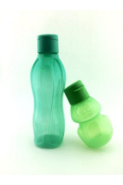 Tupperware Green Eco Bottle and Frog - 750ml and 350ml Set of 2