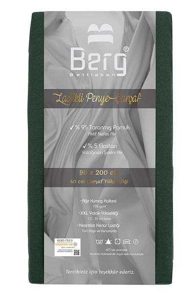 Berg Bettlaken 90x200 35 cm Height Elastic Luxury Combed Cotton Bed Sheet Green, Luxury Fitted Sheet Cotton