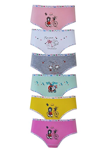 Tutku Έγχρωμο εσώρουχο Lycra με στάμπα για κορίτσια 6 συσκευασιών