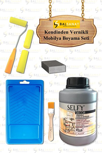 BAL SANAT Kendinden Vernikli Mobilya Boyama Seti Selfy Decor 1250cc Antrasit