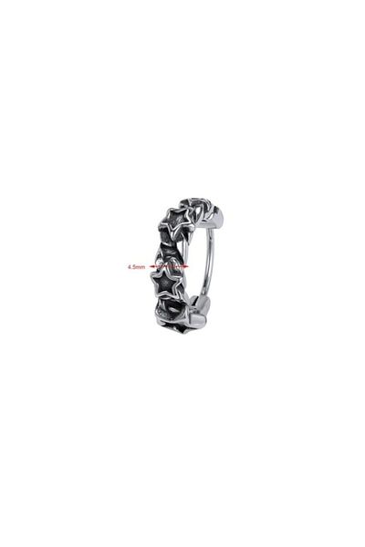 northstarshop Star Figured Sports Style Ring Snap Biker 316l Steel Earrings (single)