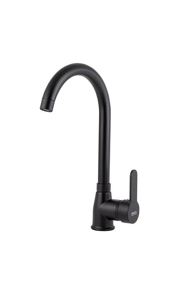 Venezia Chrome Black Articulated Slot Swan Sink Faucet (with Ring)