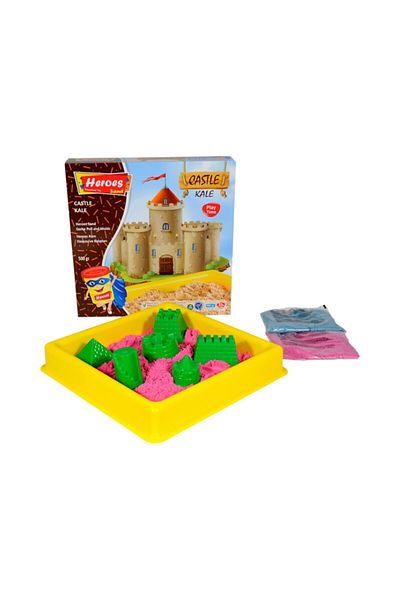 HEROES 6 Pieces of Castle Molded 500 gr Colorful Kinetic Play Sand Set with Small Pool