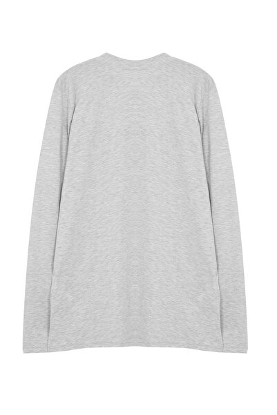 Trendyol Collection Γκρι μελανζέ - 100% βαμβακερό μπλουζάκι με λεπτή εφαρμογή TMNAW25TS00005