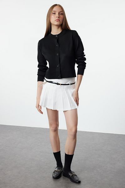 Trendyol Collection Crew Neck Black Knitwear Cardigan - Jacket Look Twoaw25Hi00051