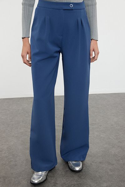 Trendyol Collection High Waist Wide Leg Woven Trousers - Petrol Twoaw22Pl0066