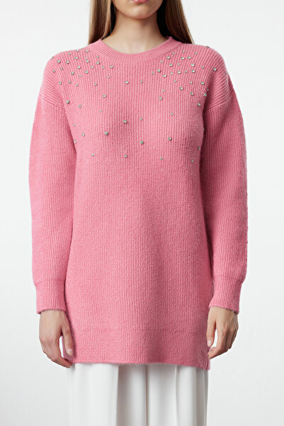 Trendyol Modest Light Pink Stone Detailed Soft Knitwear Sweater - TCTAW25AK00015