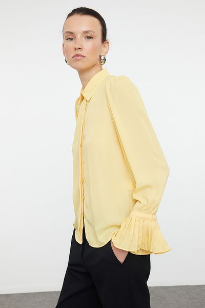 Trendyol Collection Spanish Sleeve Yellow Woven Shirt - TWOAW22GO0487