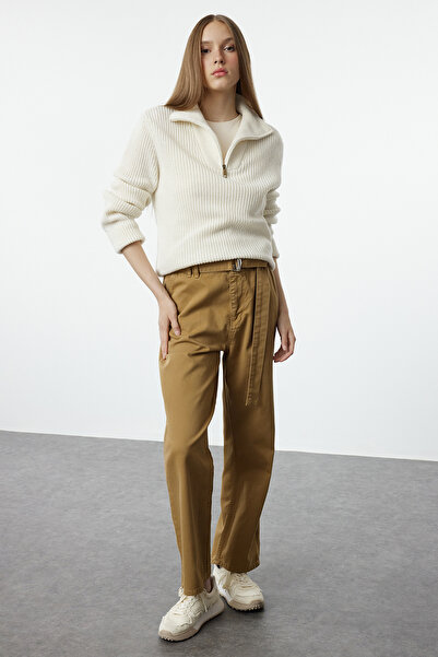 Trendyol Collection Ψηλόμεσο Καφέ ίσιο τζιν - TWOAW25je00036