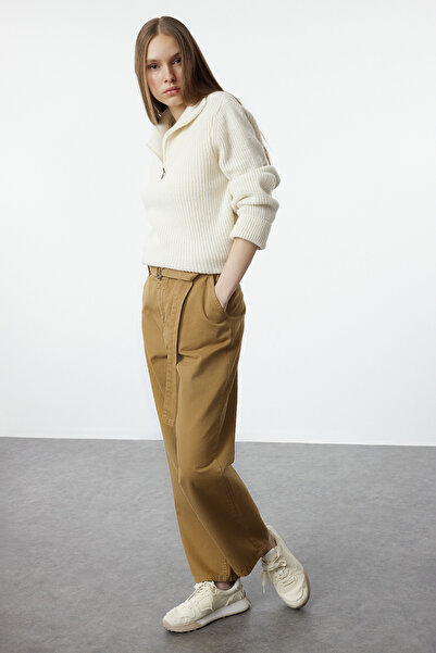 Trendyol Collection Ψηλόμεσο Καφέ ίσιο τζιν - TWOAW25je00036