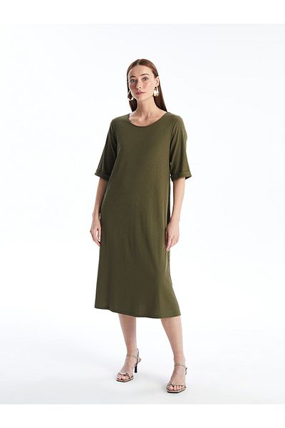 LC Waikiki Women's Dress - Crew Neck, Straight Cut, Short Sleeve